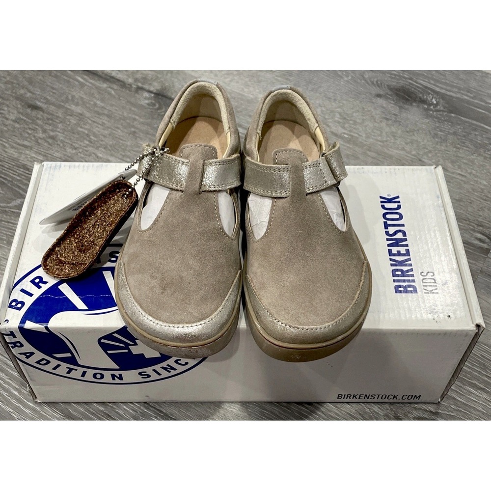 NEW Kids Birkenstock Abilene Silver 1008812 Beige Suede Size 29 C11